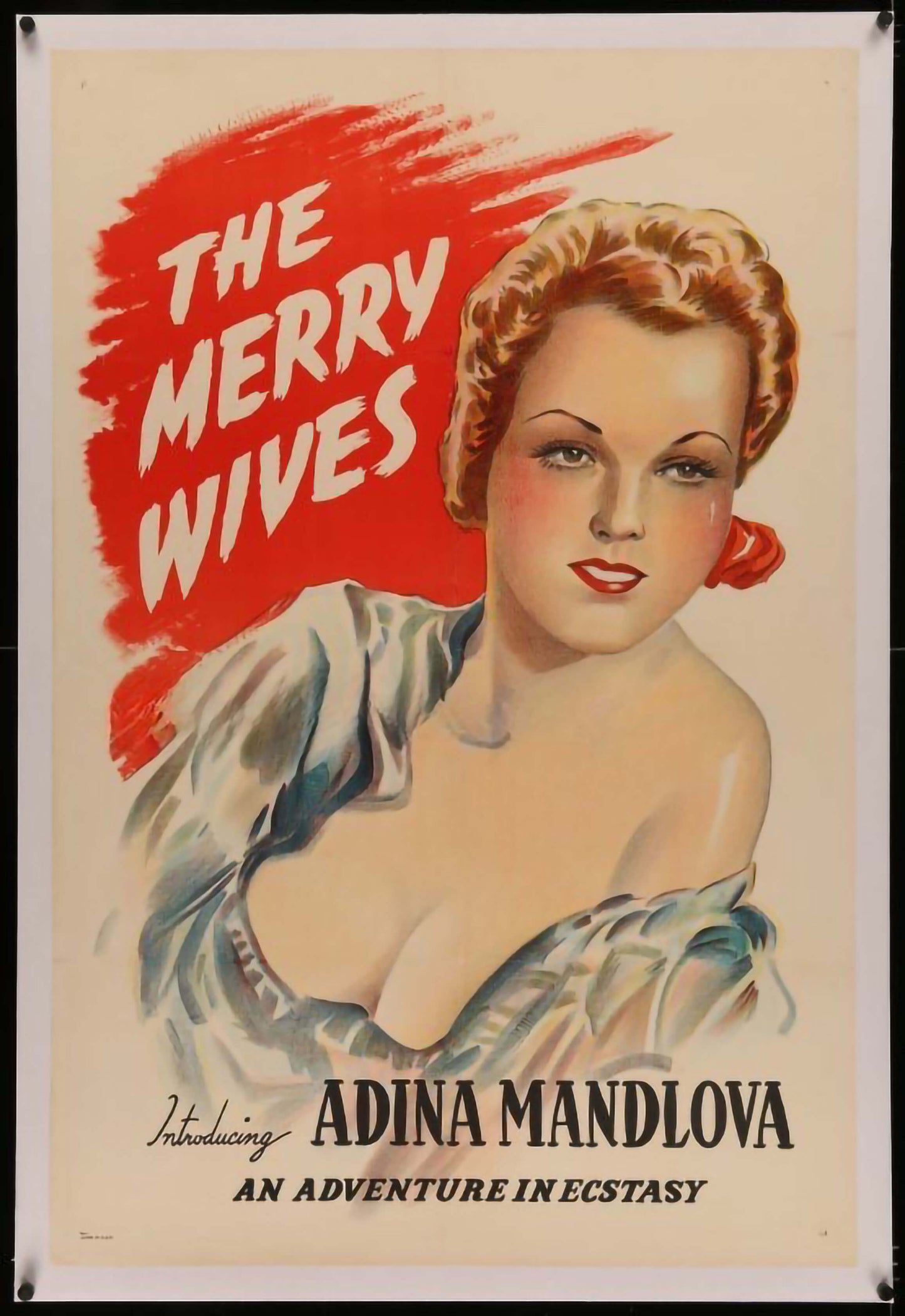 Die lustigen Weiber | Adina Mandlova | Einseitiges Filmplakat mit Leinenrücken | 1940