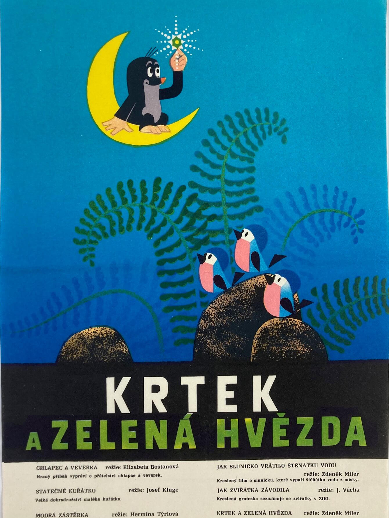 KLEINER MAULWURF UND GRÜNER STERN Tschechisches Poster von Zdenek Miler