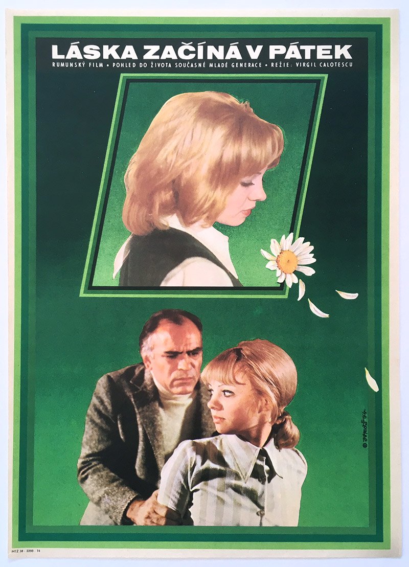 LIEBE BEGINS AM FREITAG (Dragostea începe vineri) Tschechisches Plakat für rumänischen Film