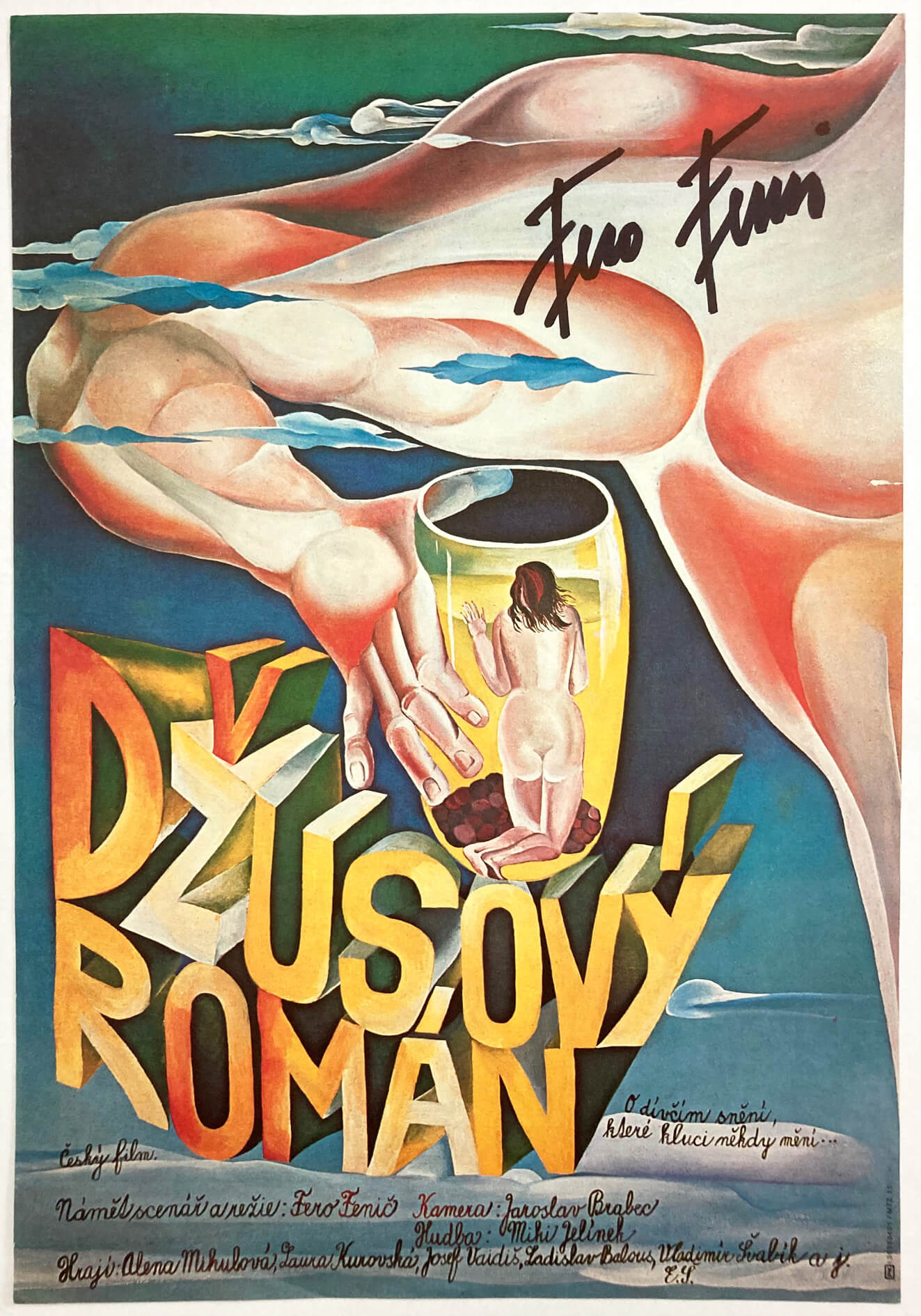 DŽUSOVÝ ROMÁN | Eva Svankmajer-Plakat | Unterschrift des Direktors
