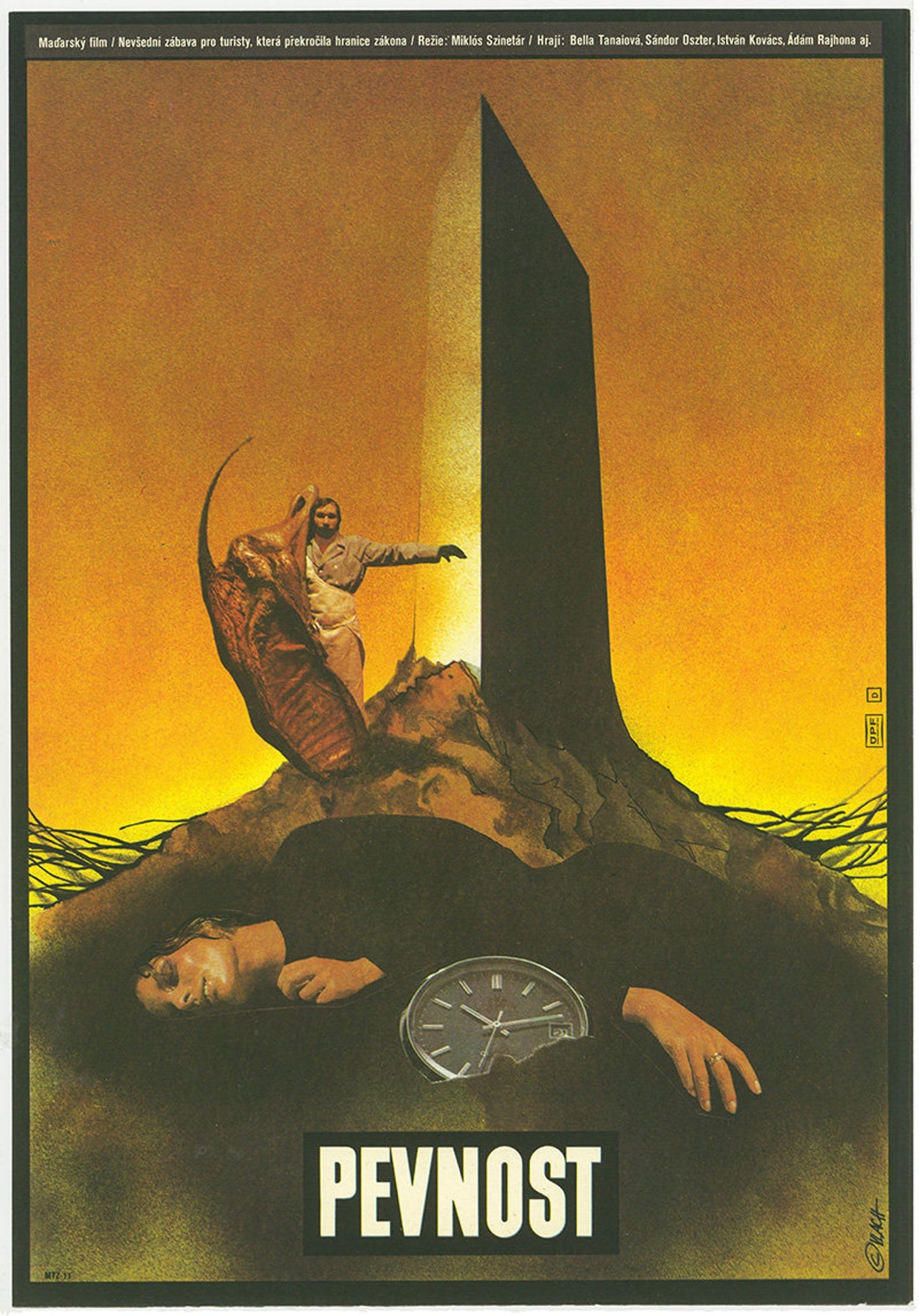 Surreales Filmplakat aus der Tschechoslowakei für den ungarischen Film "Die Festung" 1980, signiert vom Designer Zdenek Vlach