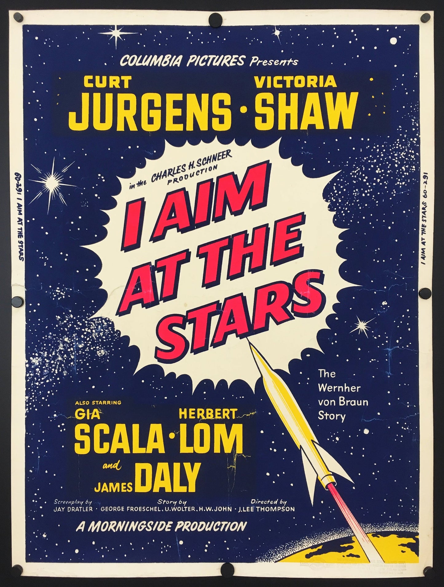 Ich ziele auf die Sterne | 1960 Curt Jürgens in der Werner-von-Braun-Geschichte | Extrem seltenes US-Filmplakat