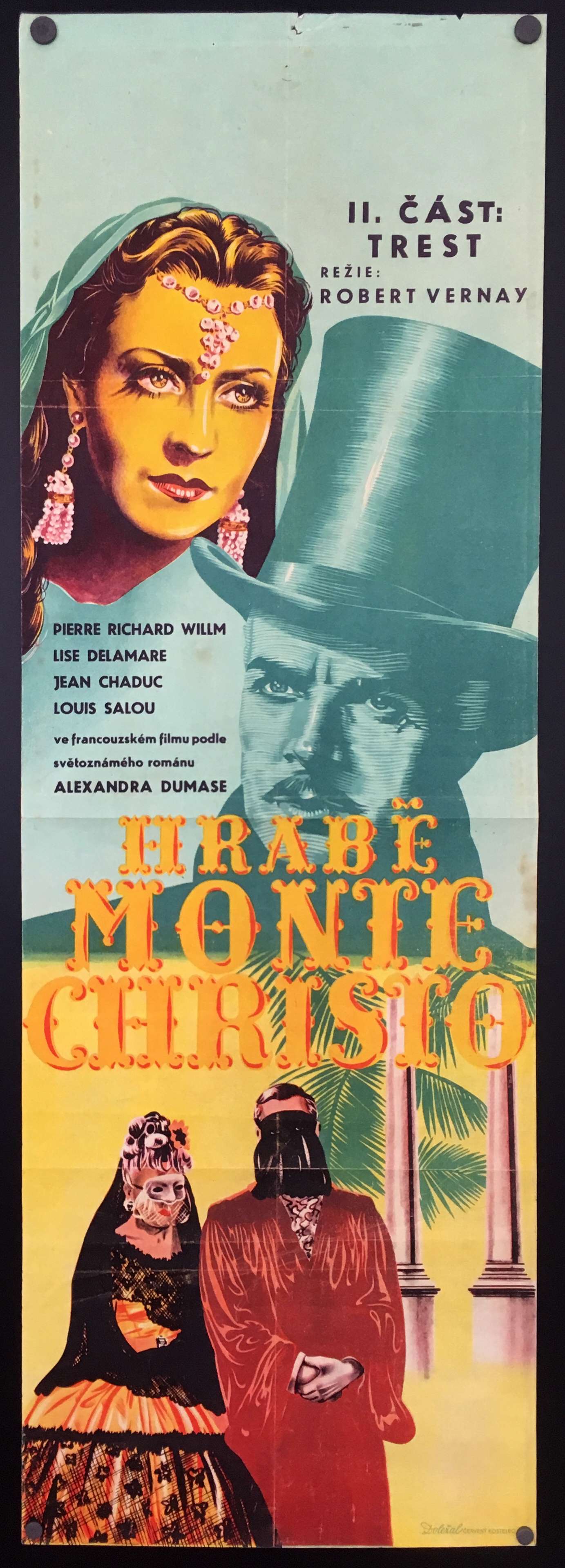 The Count of Monte Cristo Film by Robert Vernay Alexander Dumas Cinema Theatre Poster Czechoslovakia image of Pierre Richard-Willm and Michèle Alfa - Czech Poster Gallery