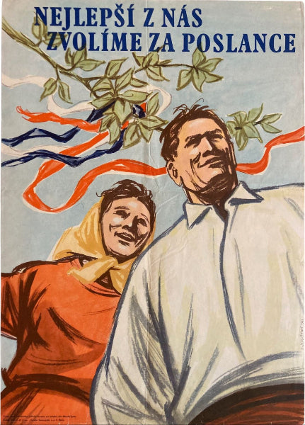 50's Communist Propaganda Election Poster Czechoslovakia