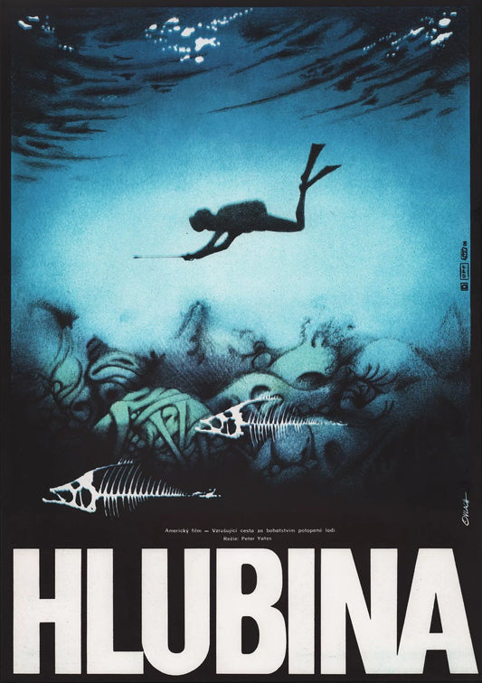 THE DEEP Large Czech Cinema Film Poster Jacqueline Bisset | Nick Nolte | Scooba Diver Poster