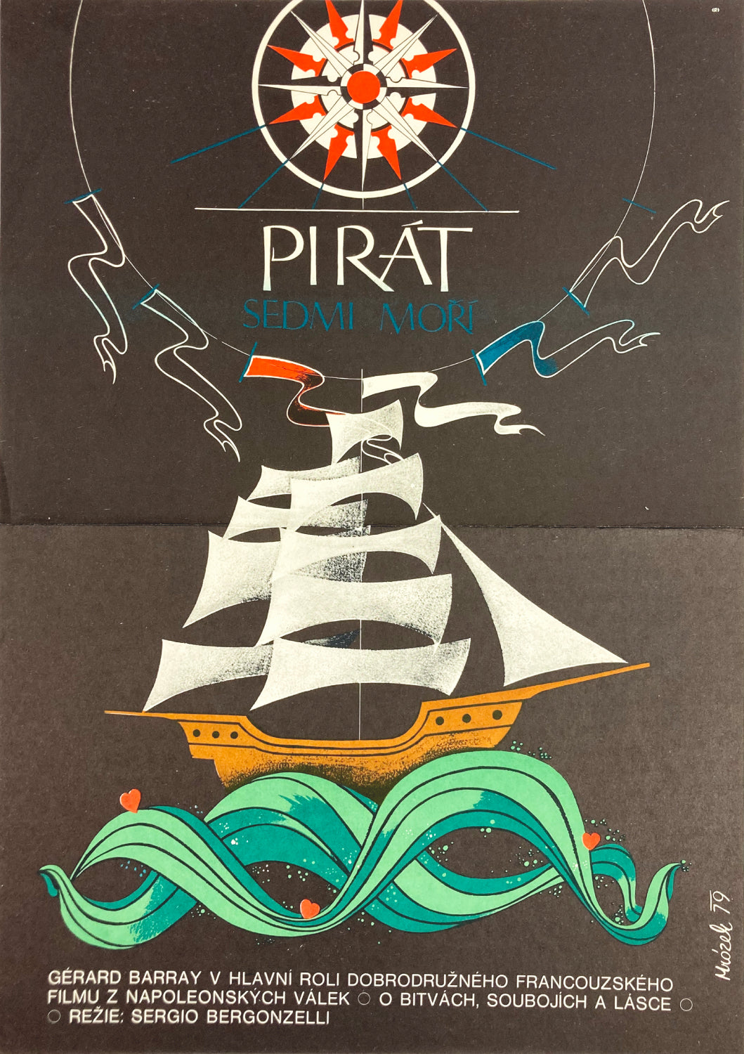 THE SEA PIRATE Czech Movie Poster for French/Italian Film