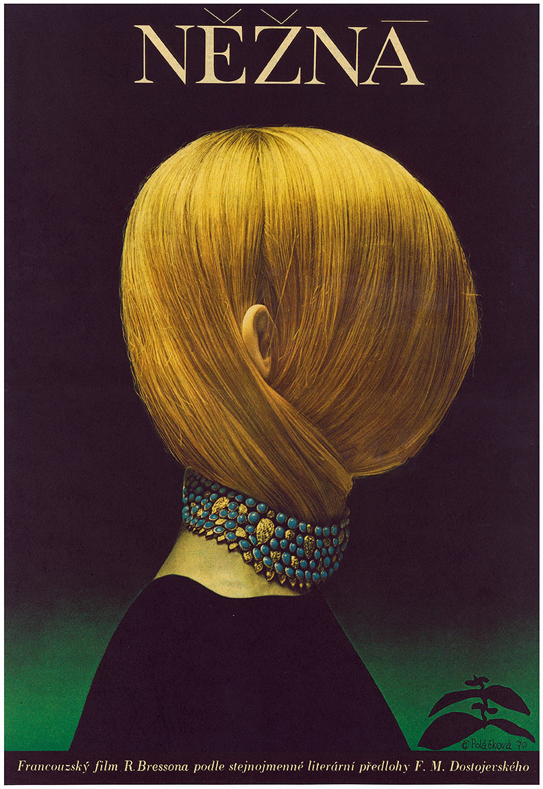 Gentle Creauture, Une Femme Douche, Nezna, image of a woman, hairdo and necklace by Olga Polackova Vyletalova - czechpostergallery.com
