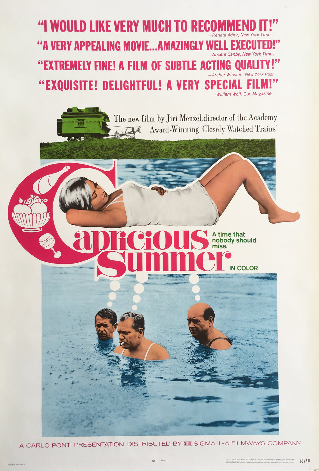 CAPRICIOUS SUMMER Original 1968 Unfolded U.S. One Sheet 1sh NSS Poster - Czech Film Poster Gallery