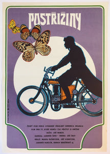 Cutting it Short (Postriziny) image of a man on Laurin & Klement motorcycle and butterflies - Czech Poster Gallery