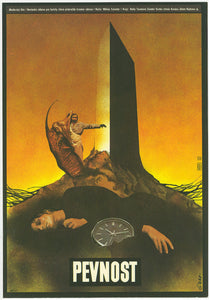 Surreal Film Poster from Czechoslovakia for Hungarian Movie "The Fortress" 1980, Signed by designer Zdenek Vlach
