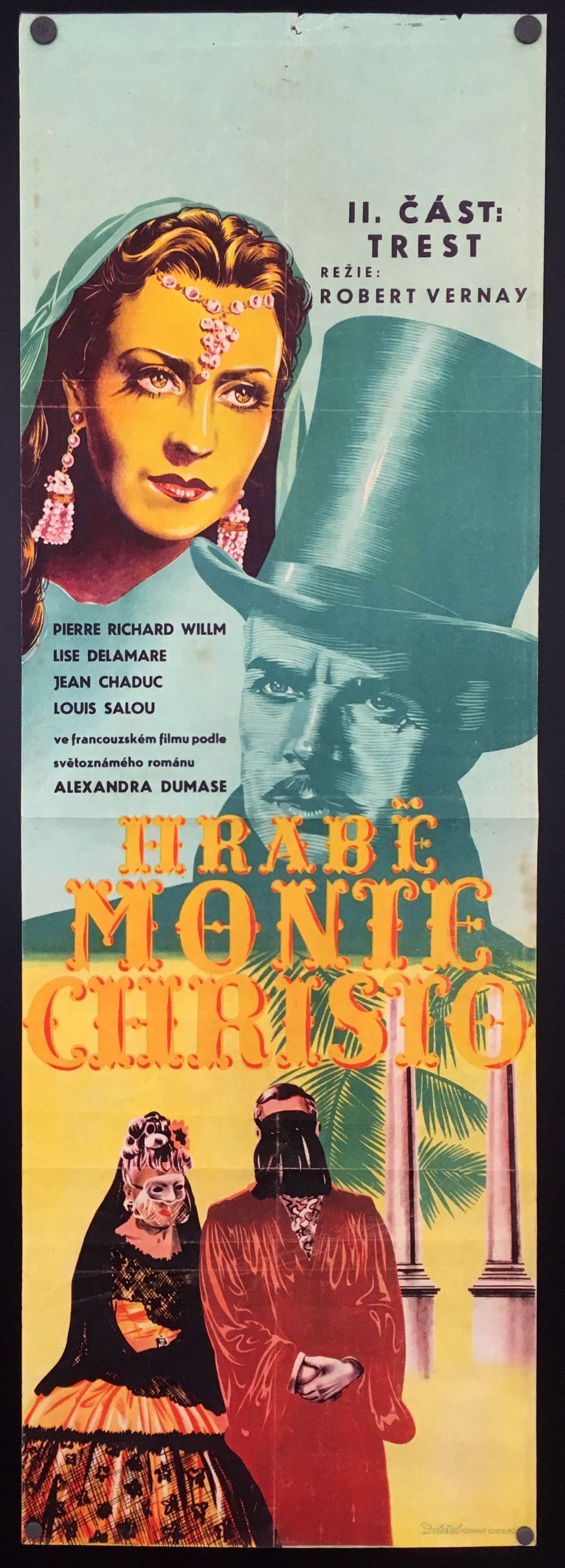 The Count of Monte Cristo Film by Robert Vernay Alexander Dumas Cinema Theatre Poster Czechoslovakia image of Pierre Richard-Willm and Michèle Alfa - Czech Poster Gallery