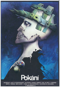 Original Czech Film Poster, cool art of the skull by Vlach - czechpostergallery.com